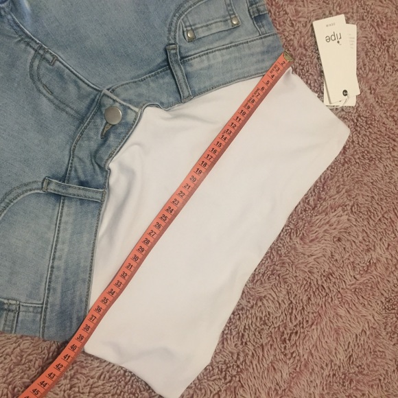 NWT RIPE womens S maternity denim shorts light wash over tummy waistband stretch - Picture 13 of 16